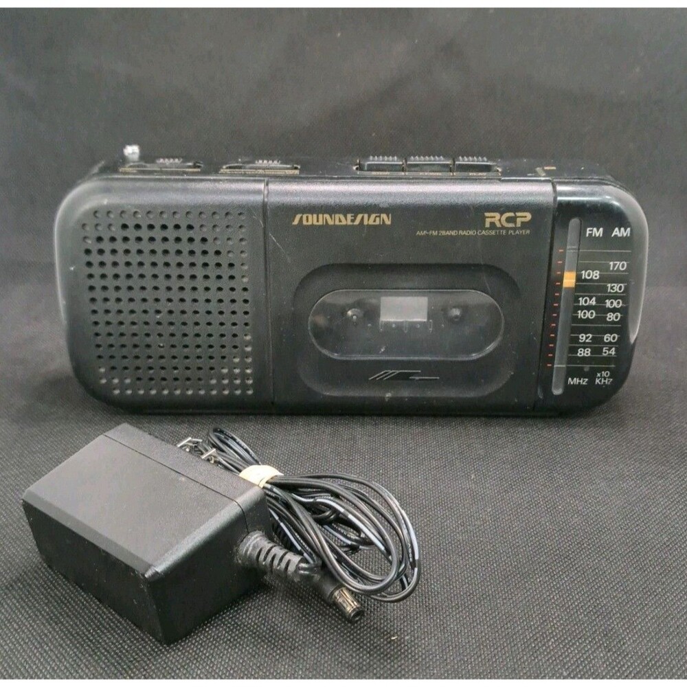 Soundesign 4612BLK AM FM Radio Cassette Player Portable Tested Works No Antenna